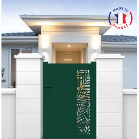 Portillon aluminium découpe laser en kit dimensions L.1000 (entre piliers) x H.1500 mm Couleurs Vert (RAL 6005)