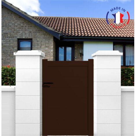 Portillon aluminium modèle plein en kit dimensions L.1000 (entre piliers) x H.1500 mm Couleurs Marron (RAL 1247)