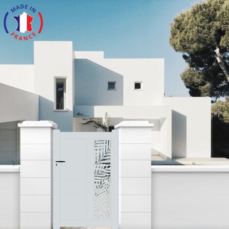Portillon aluminium découpe laser en kit dimensions L.1000 (entre piliers) x H.1500 mm Couleurs Gris clair (RAL 7035)