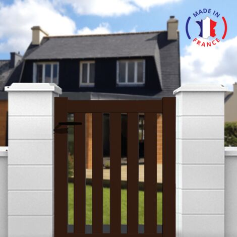 Portillon aluminium modèle ajouré en kit dimensions L.1000 (entre piliers) x H.1200 Couleurs Marron (RAL 1247)