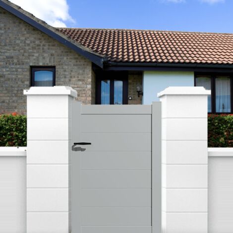 Portillon aluminium modèle plein en kit dimensions L.1000 (entre piliers) x H.1700 mm Couleurs Gris clair (RAL 7035)
