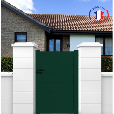 Portillon aluminium modèle plein en kit dimensions L.1000 (entre piliers) x H.1500 mm Couleurs Vert (RAL 6005)