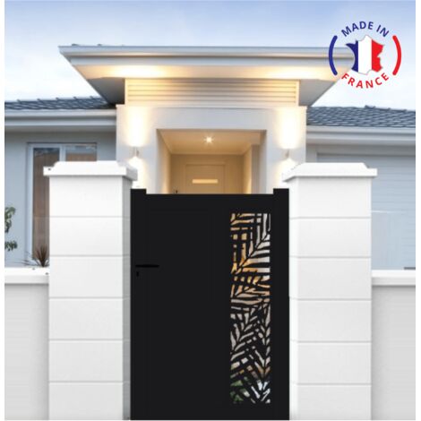 Portillon aluminium découpe laser en kit dimensions L.1000 (entre piliers) x H.1500 mm Couleurs Noir (RAL 9005)