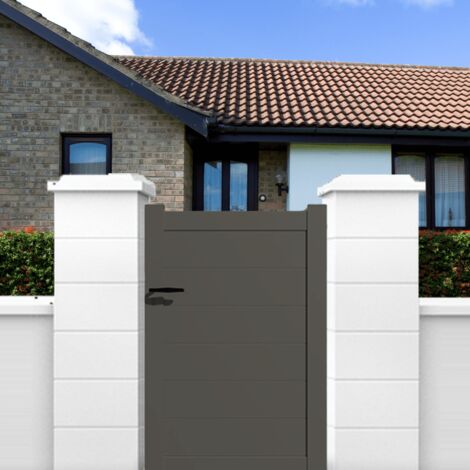 Portillon aluminium modèle plein en kit dimensions L.1000 (entre piliers) x H.1700 mm Couleurs Gris quartz (RAL 7039)