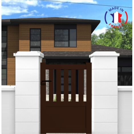 Packit – Portillon aluminium semi-ajouré en kit L.1000 x H.1300 mm – Résistant aux UV – Montage facile – Couleur marron (RAL 1247)