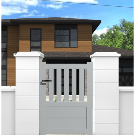 Portillon aluminium modèle semi-ajouré en kit dimensions L.1000 (entre piliers) x H.1300 mm Couleurs Gris clair (RAL 7035)