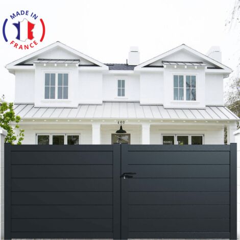 Portail aluminium battant plein en kit dimensions L.4000 (entre piliers) X H.1500 mm Couleurs Gris (RAL 7016)