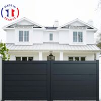 Portail aluminium coulissant plein en kit dimensions L.4000 (entre piliers) X H.1700 mm Couleurs Gris (RAL 7016)