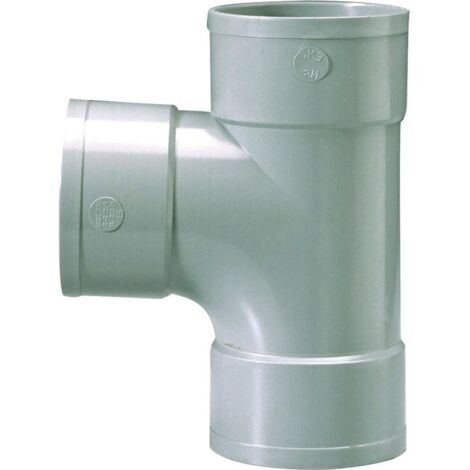 Raccord PVC gris en T - Femelle - Ø 100 mm - Triple emboîtage - Girpi