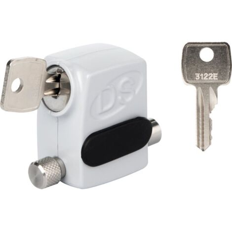 La Croisee Ds – Arrêt de vantail à clés – Pêne inox – Finition laquée gris aluminium – Fixation par vis Ø 5 – Livré avec 2 clés