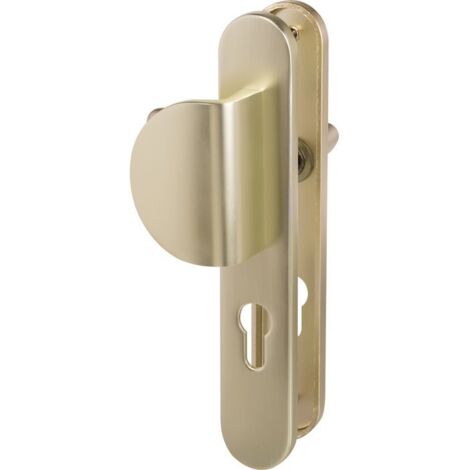 Poignée de porte d'entrée à cylindre – Entraxe 195 mm – Finition beige ivoire – Pour portes de service et d'appartement – Eurowale (1/3)