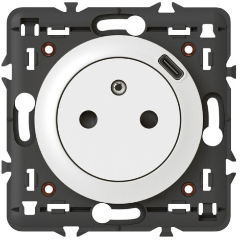 Legrand – Prise de courant encastrée 2P+T 16A avec chargeur USB Type-C – Fixation vis – Plastique thermoplastique – 68127