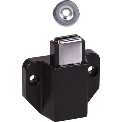 Hettich – Loqueteau magnétique pour porte en verre – Force d'adhérence 7-11 kg – Fixation à visser – Plastique noir – Lot de 20 unités
