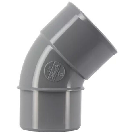Nicoll – Coude PVC évacuation 50mm mâle-femelle 45° – Raccord à coller pour eaux usées – PVC gris clair pour systèmes d'évacuation