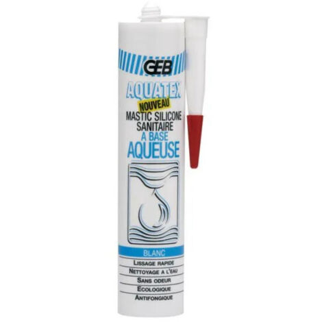 GEB – Mastic silicone aquatex blanc 300ml – Étanchéité intérieure et extérieure – Application facile et séchage rapide – Haute qualité