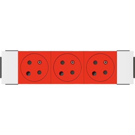 Prise pour goulotte Clippage Direct Programme Mosaic 3x2P + T Détrompeur 6 modules rouge (1/3)