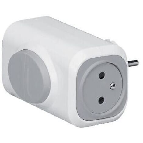 Legrand – Fiche électrique multiprise 16 A 2x2P + T – 2 sorties latérales – Bouchon blanc/gris – Protection contre surcharges (1/6)