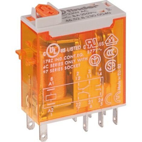 Relais miniatures industriels cosses AC 230 V Faston 2RT 8A - Série 46 - Finder (1/2)