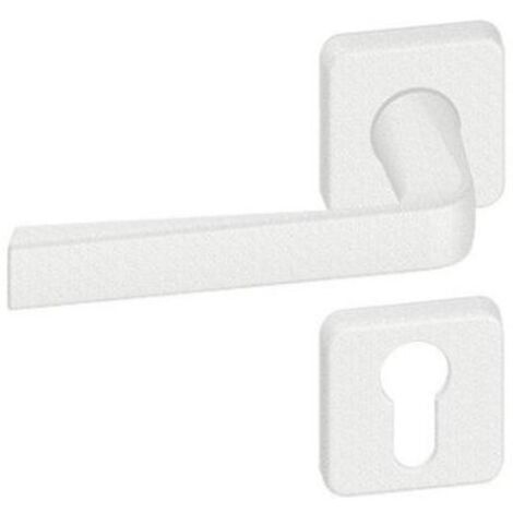 Ensemble de poignées de porte sur rosace KAZA - ASSA ABLOY BEZAULT                                Alba (Blanc mat)                                Anodisé                              Bec de cane