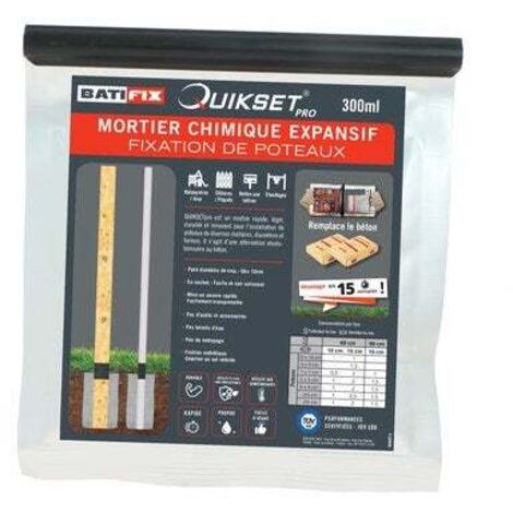 Mortier chimique Quikset 300 ml – Kit de scellement chimique pour béton armé – Support compatible pour espaces confinés – 300 ml – Batifix (1/5)