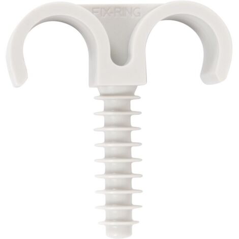 Ing Fixation – Collier de serrage plastique blanc double – Tube Ø 20 mm – Vendu par 100 – Fix-Ring pour cheville en polyamide