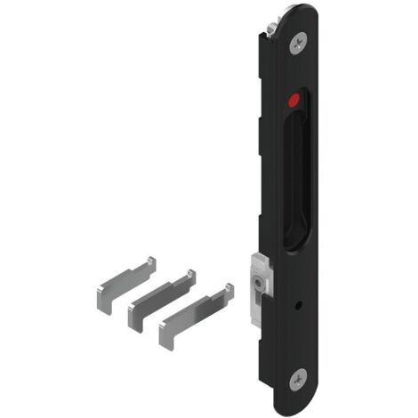 La Croisee Ds – Fermeture encastrée simple à condamnation pour porte coulissante aluminium – Noir RAL9005 – Réglage bi-directionnel du crochet - DS8298-013