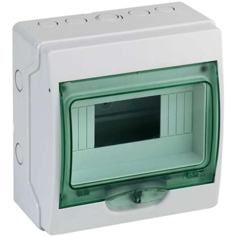 Schneider Electric – Coffret électrique nu 1 rangée – 8 modules – IP65 étanche – Installation en saillie – Polymère auto-extinguible gris clair