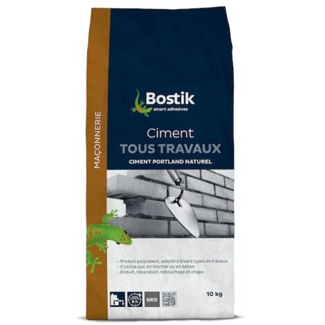 Bostik – Ciment tous travaux 5 kg – Couleur gris – Pour maçonnerie, chapes et carrelages – Résistant à l'humidité et fissures