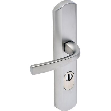 Vachette – Poignée de porte d'entrée Muze – Béquille double sur plaque longue – Entraxe 70mm – Épaisseur 38 à 48mm – Sécurité renforcée