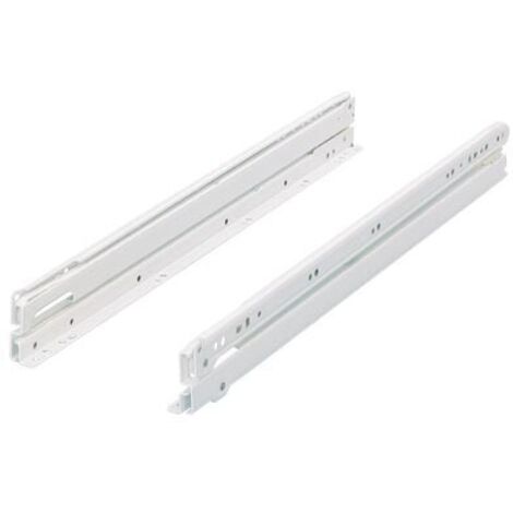 Paire de coulisses à galets sortie totale FR6142 HETTICH - Blanc - Charge 50 Kg - L.500 mm - 41643