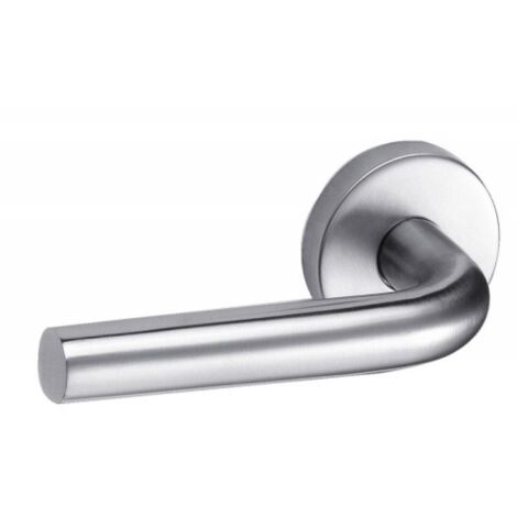 Poignée de porte sur rosace inox satinée - Bec de cane - Linox 492 - Vachette