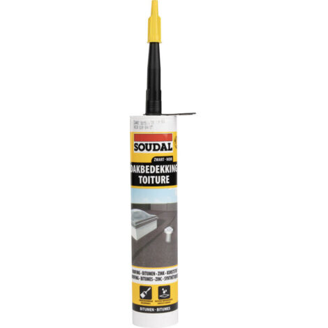 Soudal – Mastic bitumineux pour toiture 310 ml – Adhésion parfaite sur supports humides – Résistance -20°C à +80°C – Séchage rapide 30 minutes