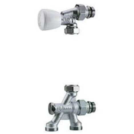 Giacomini – Robinet radiateur thermostatique 2 voies R438TG 15x21 – Laiton – Température max 110°C – Pression 10 bar – Adaptateurs inclus - 16-15x21