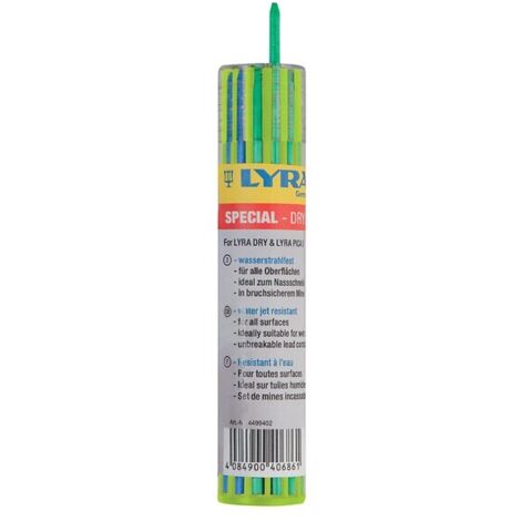 Etui de mines résistantes à l'eau 12 mines – 4 vertes, 4 blanches, 4 bleues – Pour marquage sur surfaces sèches et humides – Lyra