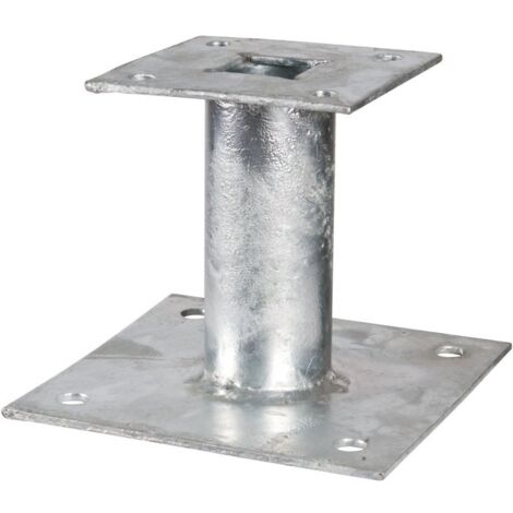 Torbel – Support poteau fixe 150x150 en acier galvanisé – Hauteur 124mm – Platine 100x100mm – Perçage 10mm pour fixation robuste