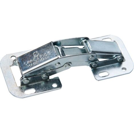Monin – Charnière invisible à plaquer en acier zingué 42x97 mm – Angle d'ouverture 90° – Ressort intégré pour fermeture automatique