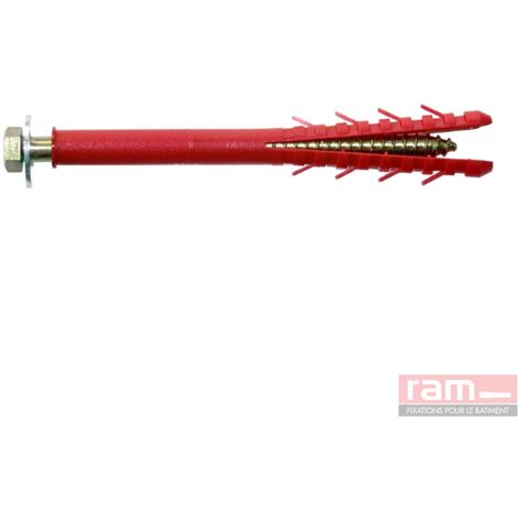 Sanitaire-Distribution – Fixation chauffe-eau par cheville longue – Lot de 4 tire-fonds 10x140 – Chevilles 14x130 pour béton et pierre – Vissage rapide en série