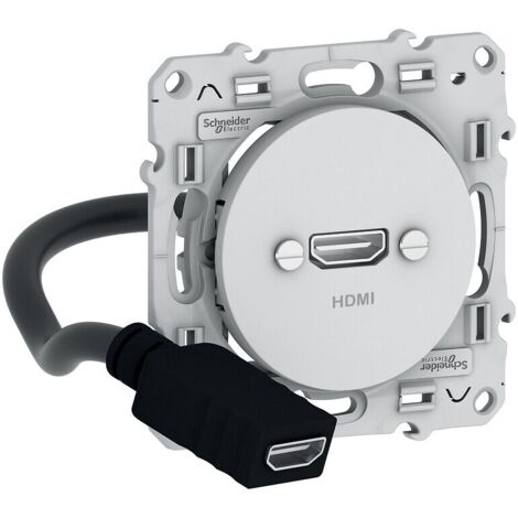 Schneider Electric – Prise HDMI type A encastrée blanche – Protection IP21 – Compatible appareils HDMI – S520462