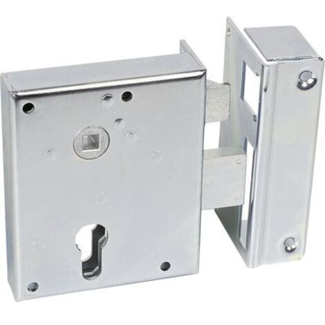 Vachette – Serrure monopoint en applique droite – Axe 60 mm – Entraxe 55 mm – Coffre acier zingué – Clé I – Pour portes d'entrée