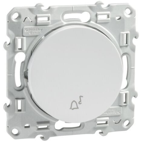 Schneider Electric – Poussoir carillon blanc S520246 – 10A – 250V CA – Fixation par vis – Indice de protection IP21 D – Compatible avec plaque de finition (1/7)