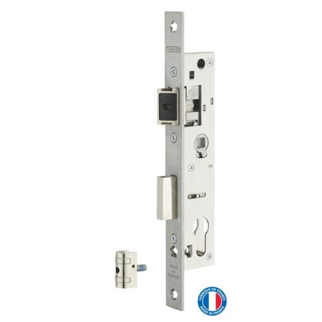Thirard – Serrure encastrable à cylindre pour porte métallique – Axe 21mm – Demi-tour réversible sans démontage – Têtière inox à bouts carrés