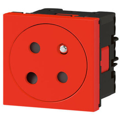 Prise de courant forte 2P+T surface mosaïque lien 2 modules rouge