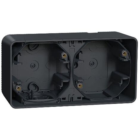 boitier saillie - 2 postes - gris - horizontal - mureva styl - schneider electric mur37914