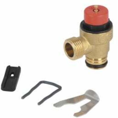 Soupape de sécurité 3 bars – Compatible chaudières Saunier Duval – Laiton – Évacuation surplus pression – Clip de fixation inclus - 0020047005