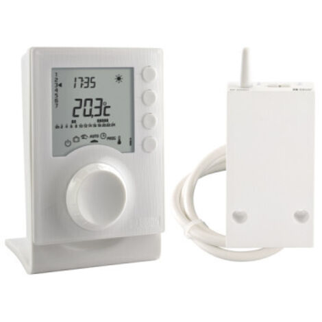 Delta Dore – Thermostat programmable sans fil pour chaudière – Alimentation 2 piles LR03 – Portée radio 300m – Compatible avec systèmes domotiques