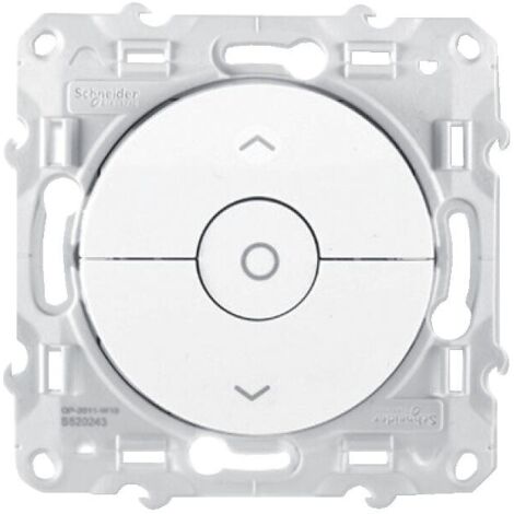Schneider Electric – Interrupteur volet roulant 3B S520208 – Mécanisme encastré IP21 – Compatible gamme Odace – Finition blanche brillante RAL 9003