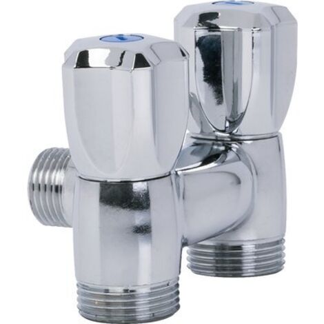 Sferaco – Robinet de machine à laver double mâle vertical DN 3/4' – Certifié ACS 4MS – Filetage plomberie – Horizontal 1/2'