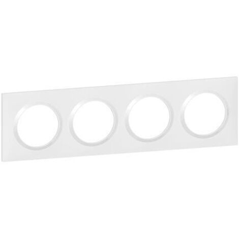 Plaque carrée Dooxie 4 postes blanche – Fixation par vis – Pour installation en saillie – Compatible avec plaques Legrand