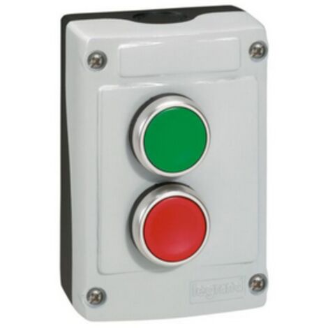 Legrand – Boîte à bouton Osmoz avec 2 boutons à impulsion vert et rouge – Couvercle gris – IP66 pour environnements humides (1/2)