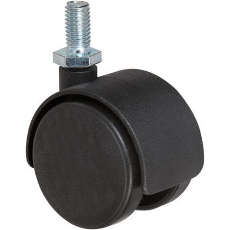 Roulette jumelée 50mm – Charge 50kg – Plastique – Hauteur 62mm – M10x15 – Vendu à l'unité – Caujolle